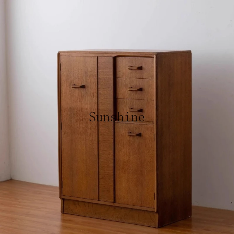 

Medieval style dining side cabinet All solid wood wabi-sabi modern simple locker