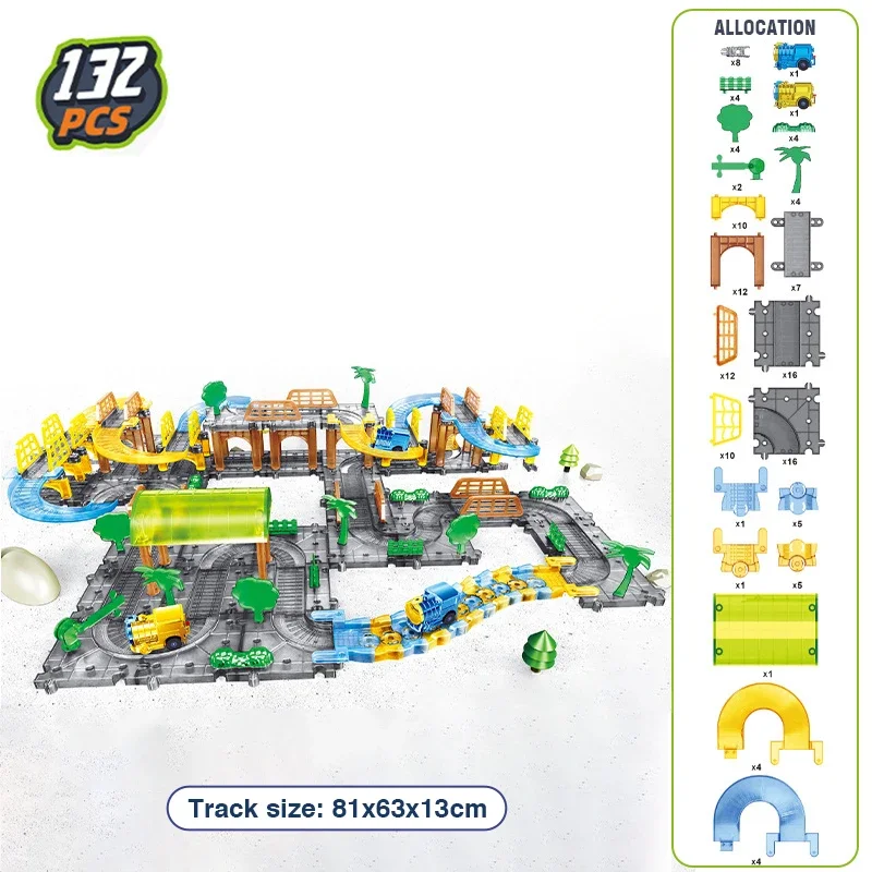 Electric DIY Track Train Set Splicing Interconnect Building Blocks Rail Train Kids Education Assembly Track Trains Boy Girls Toy
