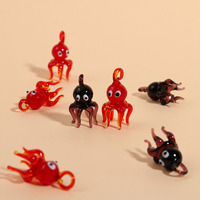 Cute Tiny Octopus Murano Glass Charm Pendant Aquarium Decor Marine Animal Statue Ornaments Female DIY Jewelry Making Accessories