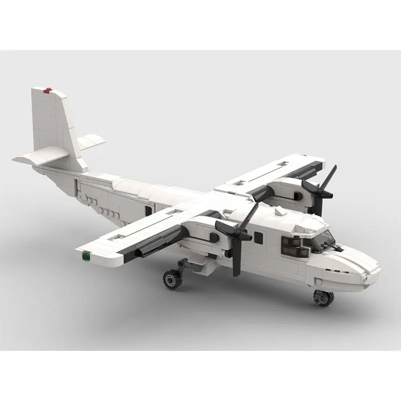MOC Twin-engine Propeller White Commuter Airplane Small Particle Assembly Building Block Toy/Gift 529pcs