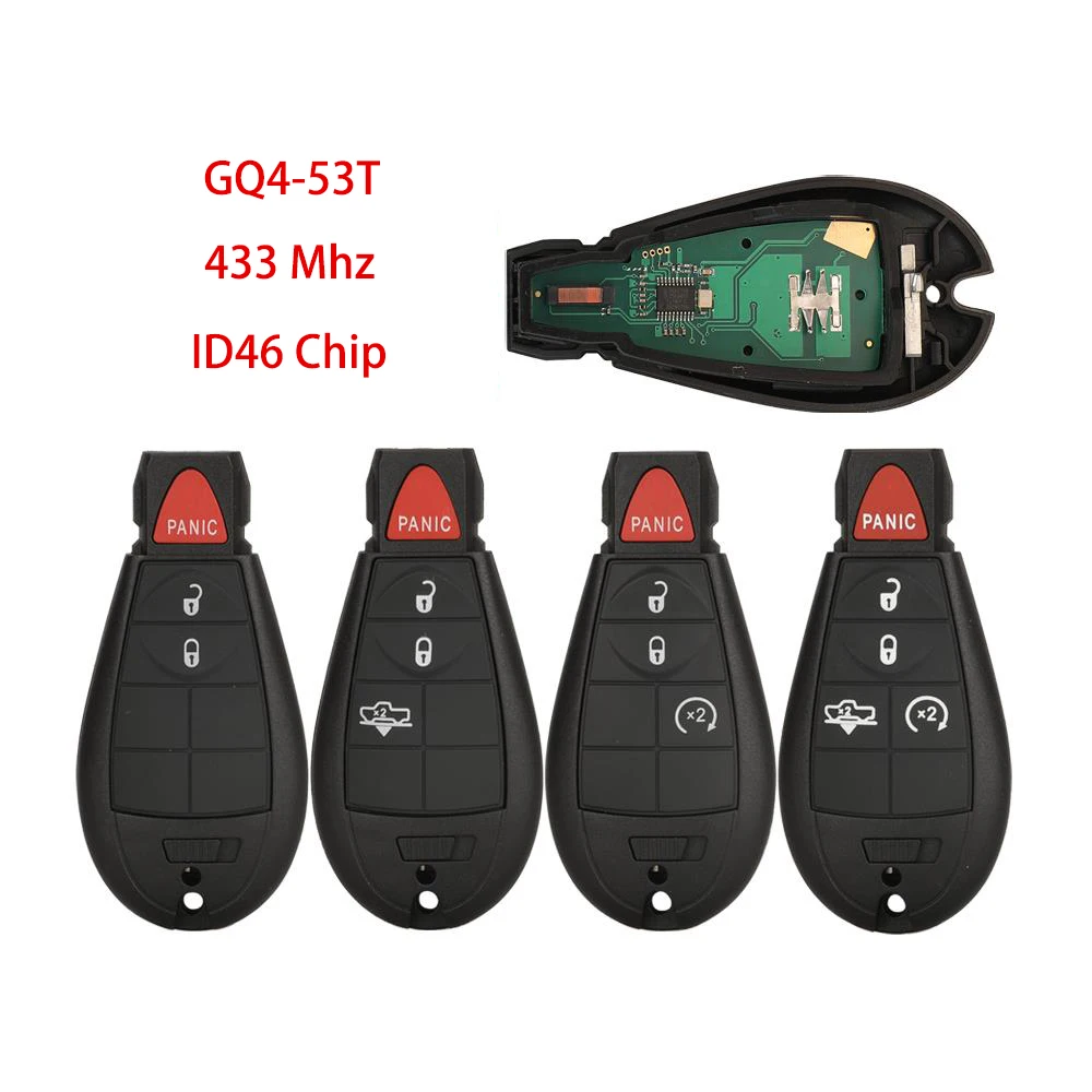 

Jingyuqin New GQ4-53T Remote Car Key Fob ID46-PCF7961A 433MHz For Dodge RAM 1500 2500 3500 2013 2014 2015 2016 2017 2018 2019