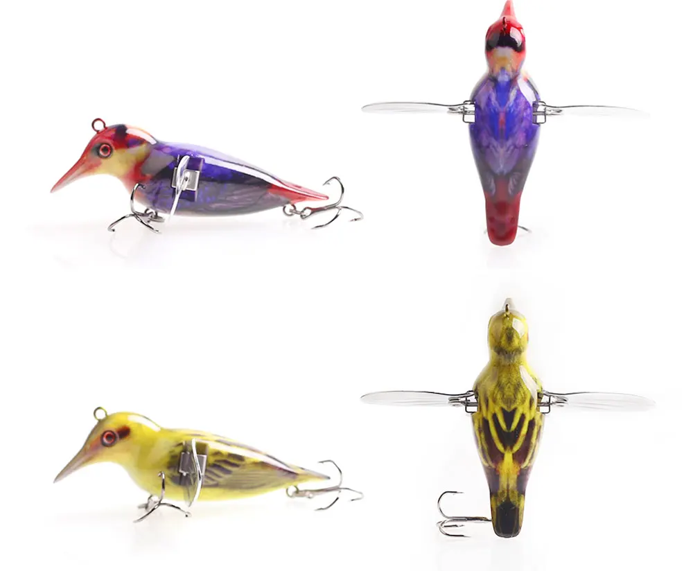 Hanlin 80mm/12g Vogel-Topwater-Popper-Köder, schwimmender Angelköder, Hartplastik-Metallflügel-Wobbler, Swimbait, Pesca, Hecht- und Barsch-Angelausrüstung – Detail 10