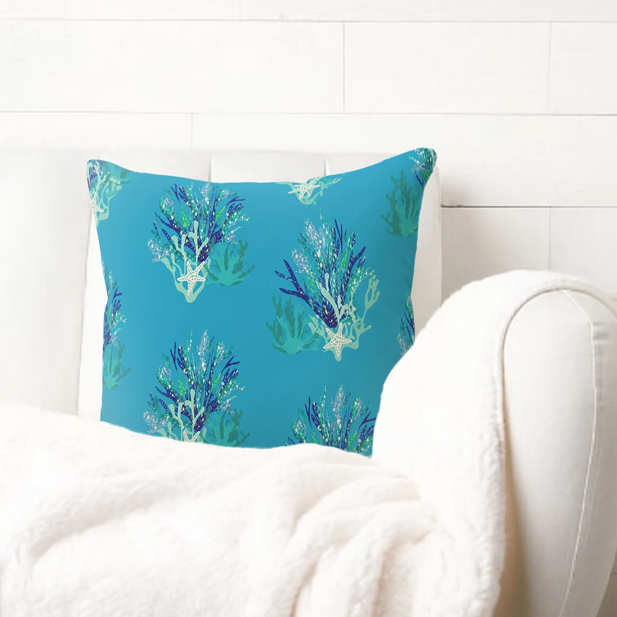 Cute Fish Pattern Polyester Pillow Cover - Decorative Cushion Case for Sofa, Bedroom, Living Room, Pillow Shell Without Insert