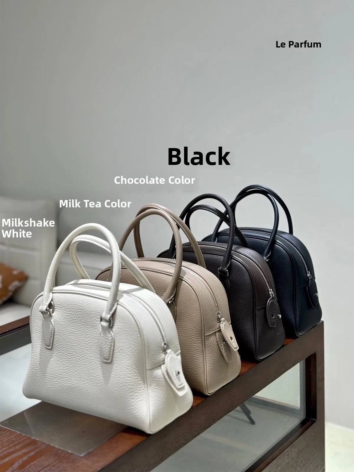 

High-Quali Top-Layer Leather Bowling Bag Handbag Commuter Large Capaci Genuine Leather Boston Pillow Bag Soft Briti Sle