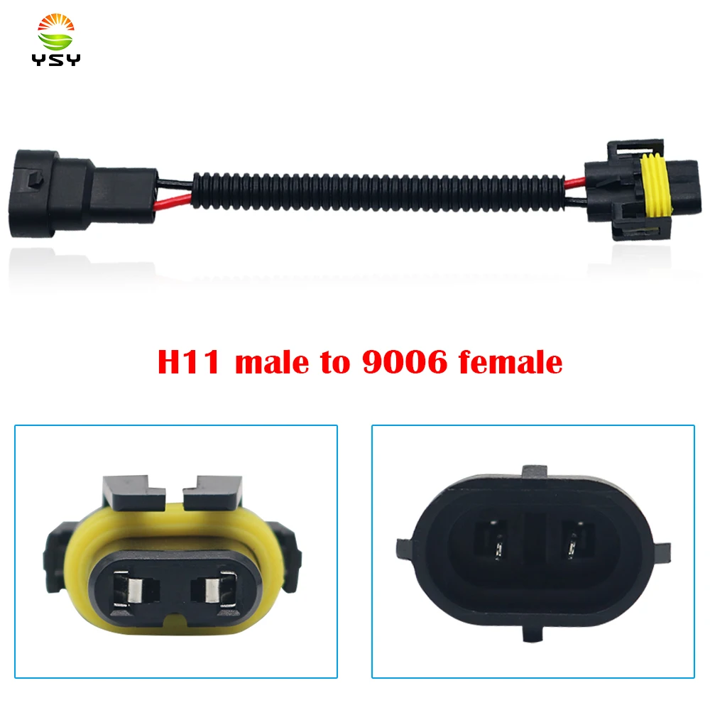 1pcs H11 male to 9006 female Conversion Connector Wiring Harness Headlight Fog Light Plug Cable Socket Connector