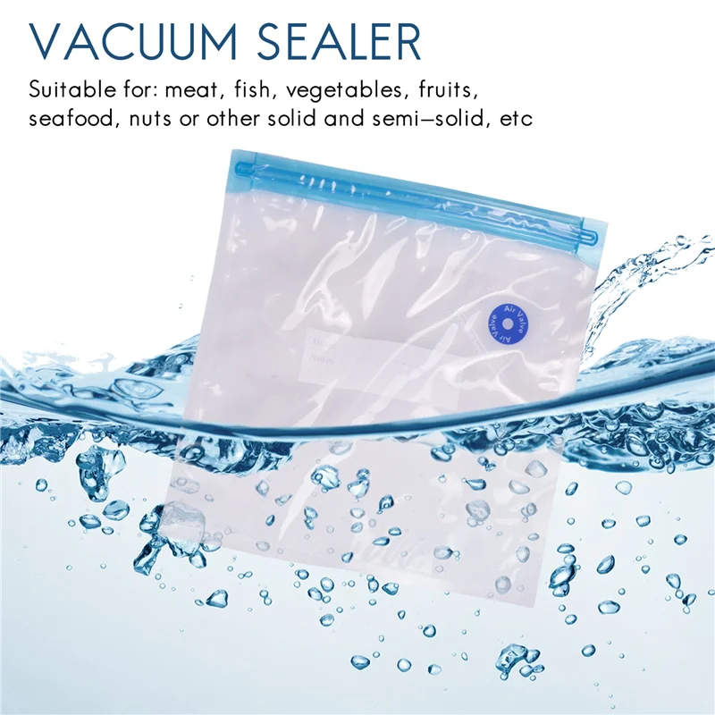 Sous Vide Bags 15Pack Reusable Electric Vacuum Food Storage Save Sealer Cooker with 1 Hand Pump,2 Size Sealed Bag,4 Clip