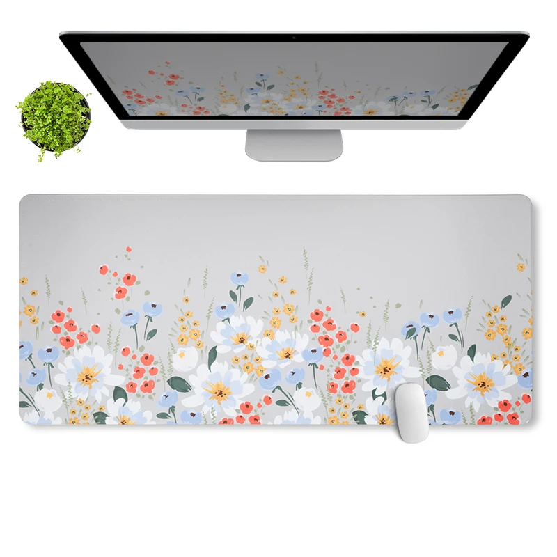 Flower  Mouse Pad, Non-Slip Rubber Base Long Computer Keyboard Mouse Mat for  Office Work ,Home Computer Gaming Pad 90x40cm