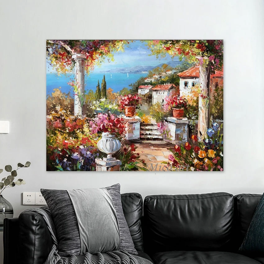 New Design Plant Hand Drawing Abstract 3d Beautiful Garden Art Canvas Decoration Picture No Framed Wall Painting Seascapes