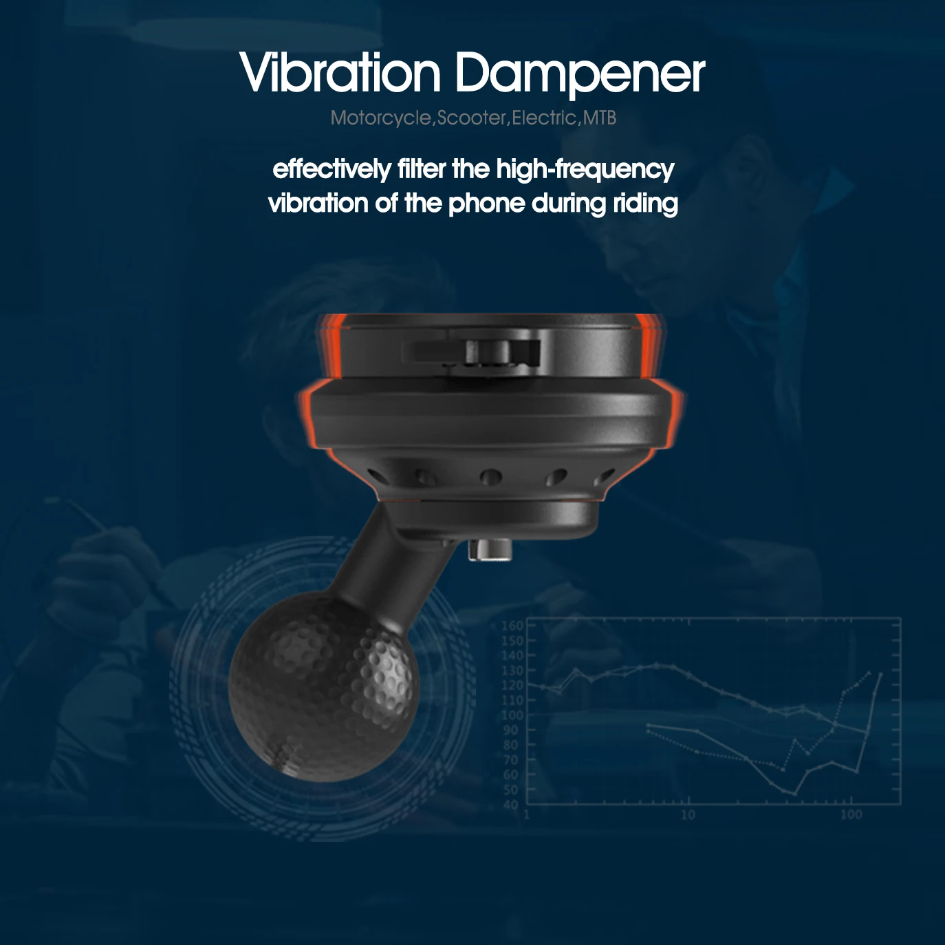 دراجة نارية 1 بوصة حامل هاتف الكرة مع الاهتزاز المرطب العالمي المقود المقبس الذراع ل موتو سريعة جبل المشبك (الجيل الثاني)