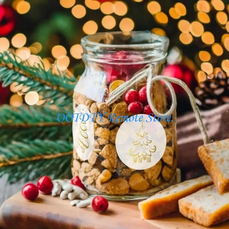

500 шт., наклейка с Рождеством, рождественская елка, уплотнительные этикетки, декоративная наклейка для банки для хранения, с