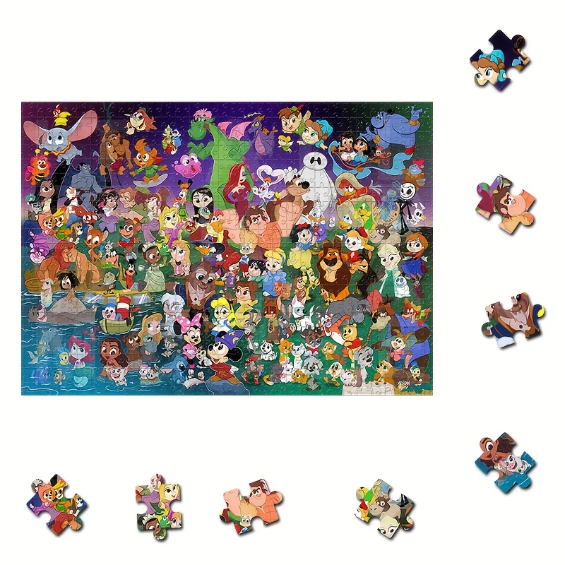 1000 peças quebra-cabeça de personagens e animais, enciclopédia, princesas e príncipes, quebra-cabeça montável na parede, presente de jogo para adultos, intera familiar