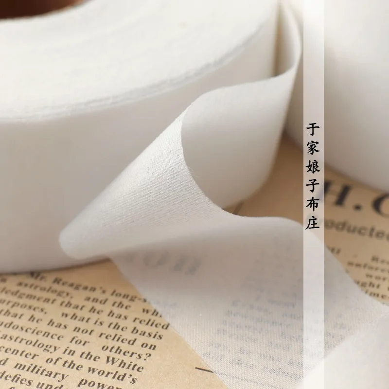 10m 30D Adhesive Lining 3.5cm 5cm 7cm 10cm Black White Roll Cloth Lining Single-sided Adhesive Tape, DIY Clothing Accessories
