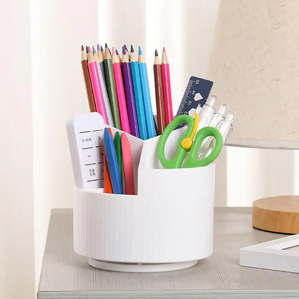 Pencil Organizer Versatile Pen Organizer with Multiple Compartments for Office Home School Efficient Rotating Stationery Storage