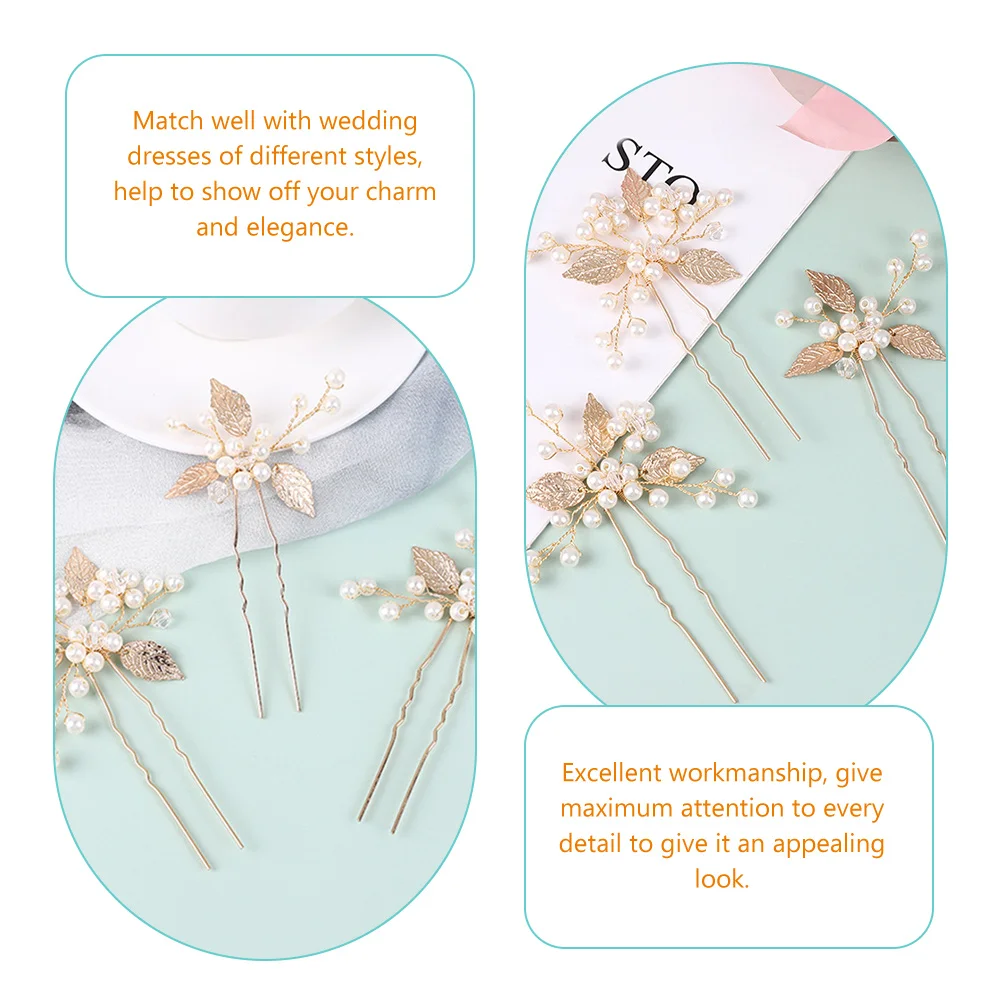 3 Pcs Hairpin Headdress Bridal Accessories Headpiece for Bride Bridesmaid Rhinestone Barrettes Fork Wedding Women