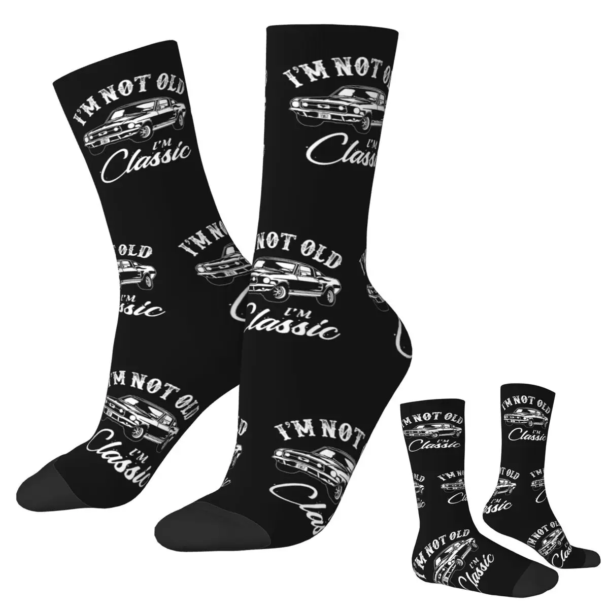 

Classic Car Mustang Socks Harajuku Super Soft Stockings All Season Long Socks Accessories for Man's Woman's Christmas Gifts