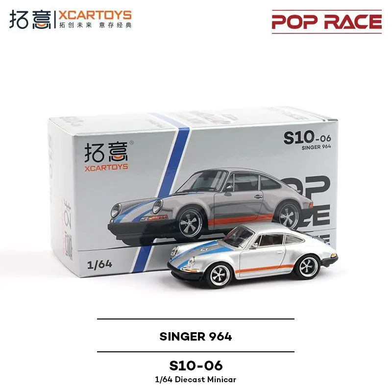 

POP RACE 1/64 alloy car model Porsche SINGER 964 Targa metallic silver