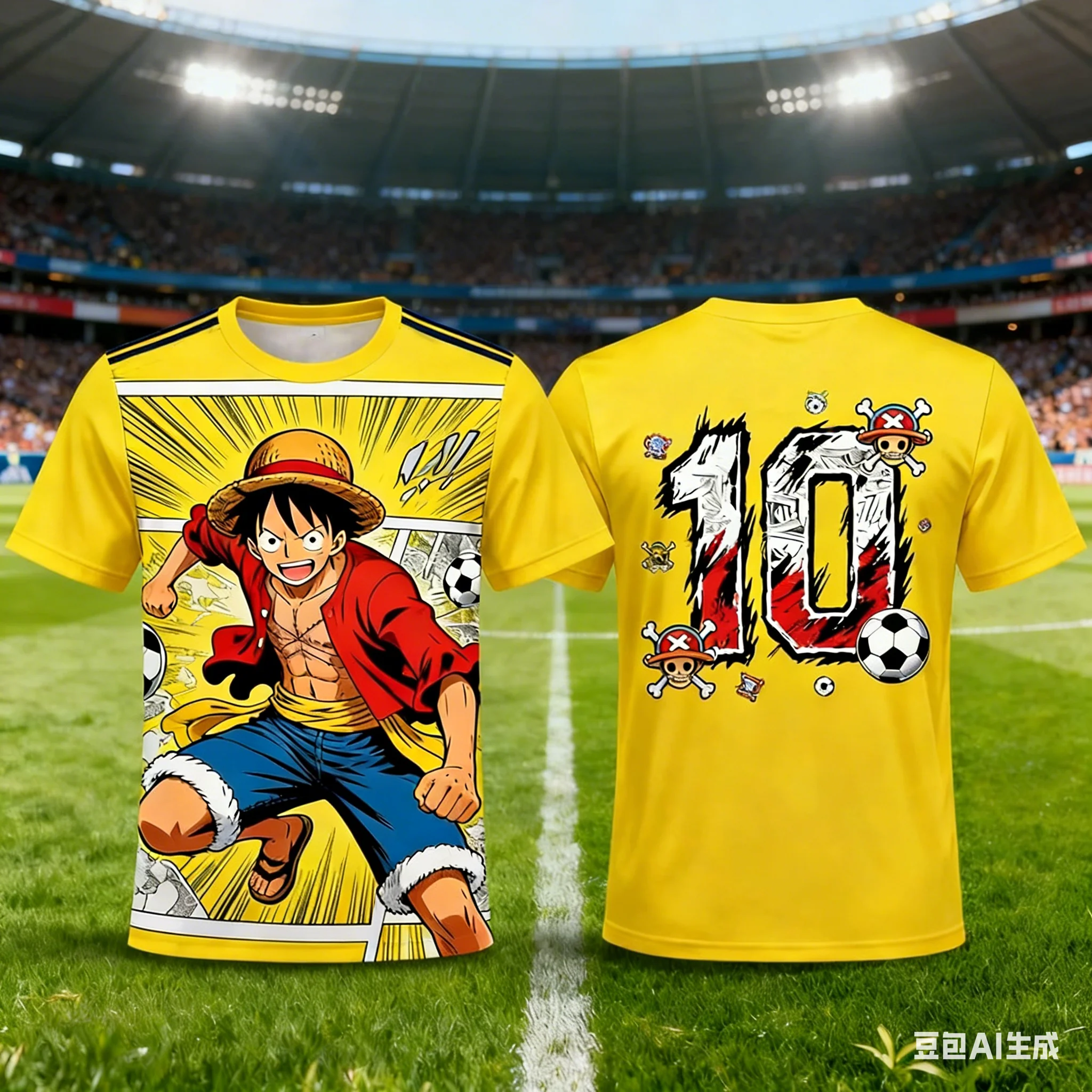One Piece Monkey D. Luffy 10 Soccer Jersey 3D Quick Dry T-Shirt For Men Women Kids Anime Football Fan Tee Outdoor Streetwear