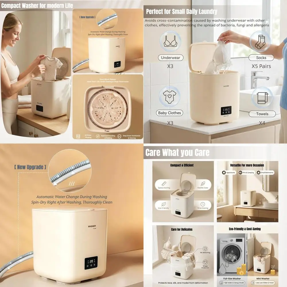 

Portable Mini Washer for Socks & Underwear - Compact Laundry Machine for Travel & Dorm Use