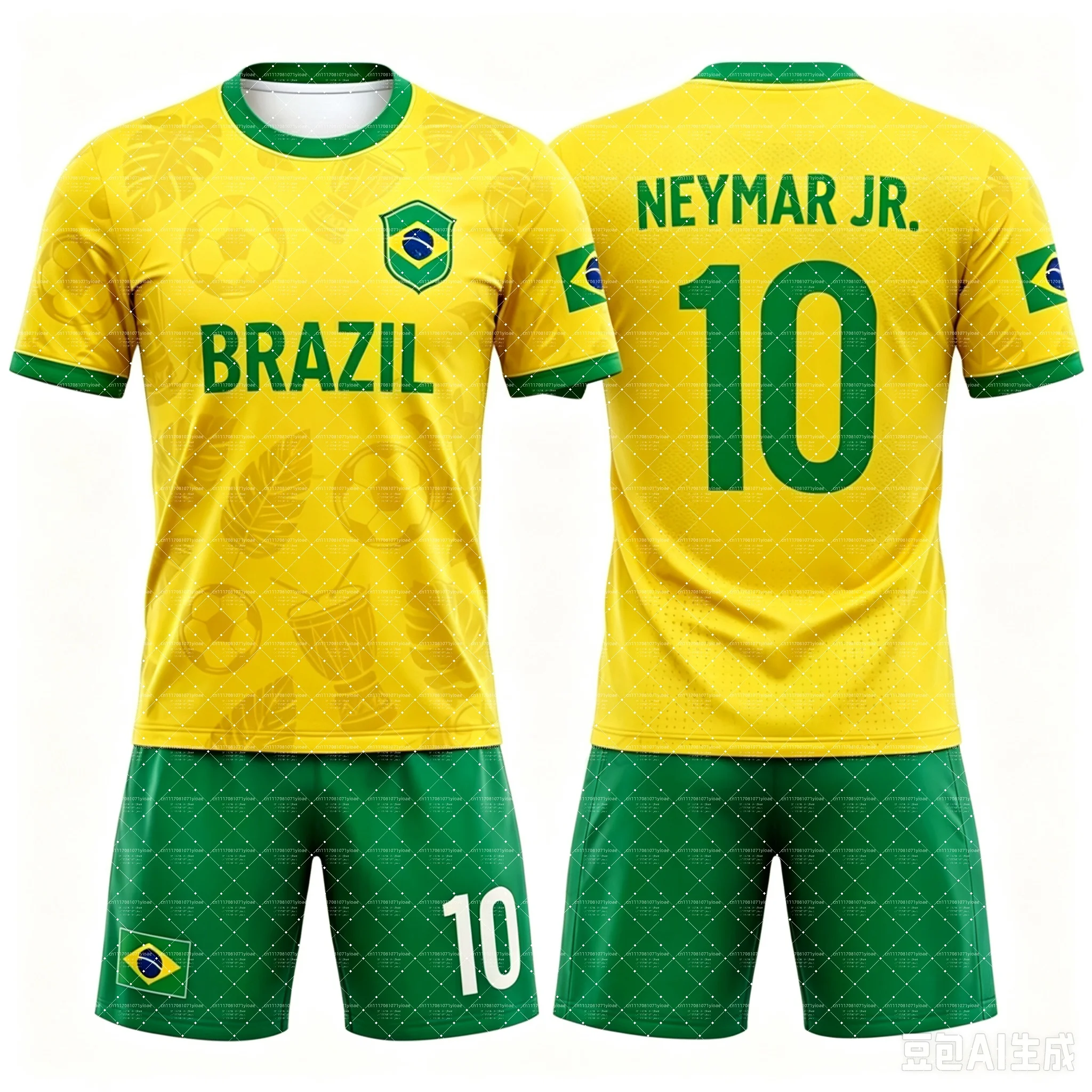 2026 Special Neymar 10 & VINI JR Fußballtrikot-Set mit T-Shirt und Shorts, Einzeloberteil erhältlich, 2-teiliges Set für brasilianische Fans, Sommer für Kinder – Detail 5