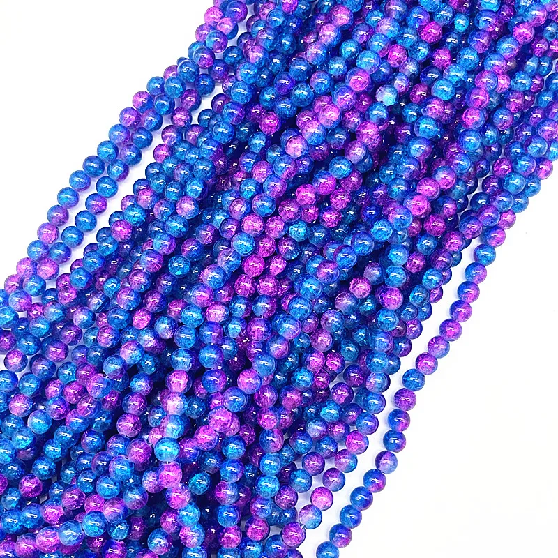 4mm 6mm 8mm Round Colour Glass Crackle Beads Loose Spacer Beads for Jewelry Making Diy Handmade Bracelets Accessories