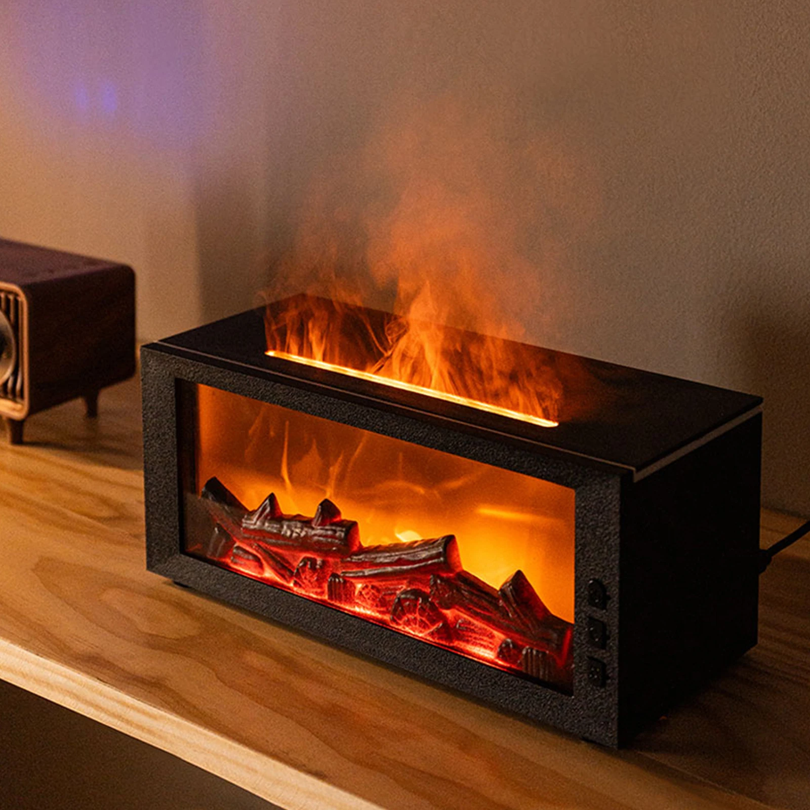 

Увлажнитель воздуха с эффектом пламени для дома и спальни, 7 цветов, аромадиффузор с таймером и пультом ДУ