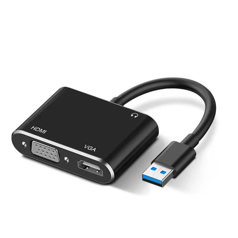 USB 3.0 to HDMI VGA Adapter 1080P HD Video Audio Converter for Computer Laptop to Monitor/TV Dual Screen Display HD VGA Cable
