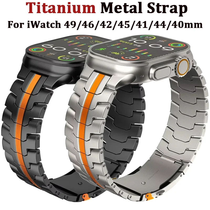 

Роскошный титановый металлический ремешок для Apple Watch Ultra 3/2 49 мм 11 10 46 мм 42 мм Браслет iWatch 9 8 6 5 SE3 45 мм 41 мм 44 мм 40 мм Ремешок