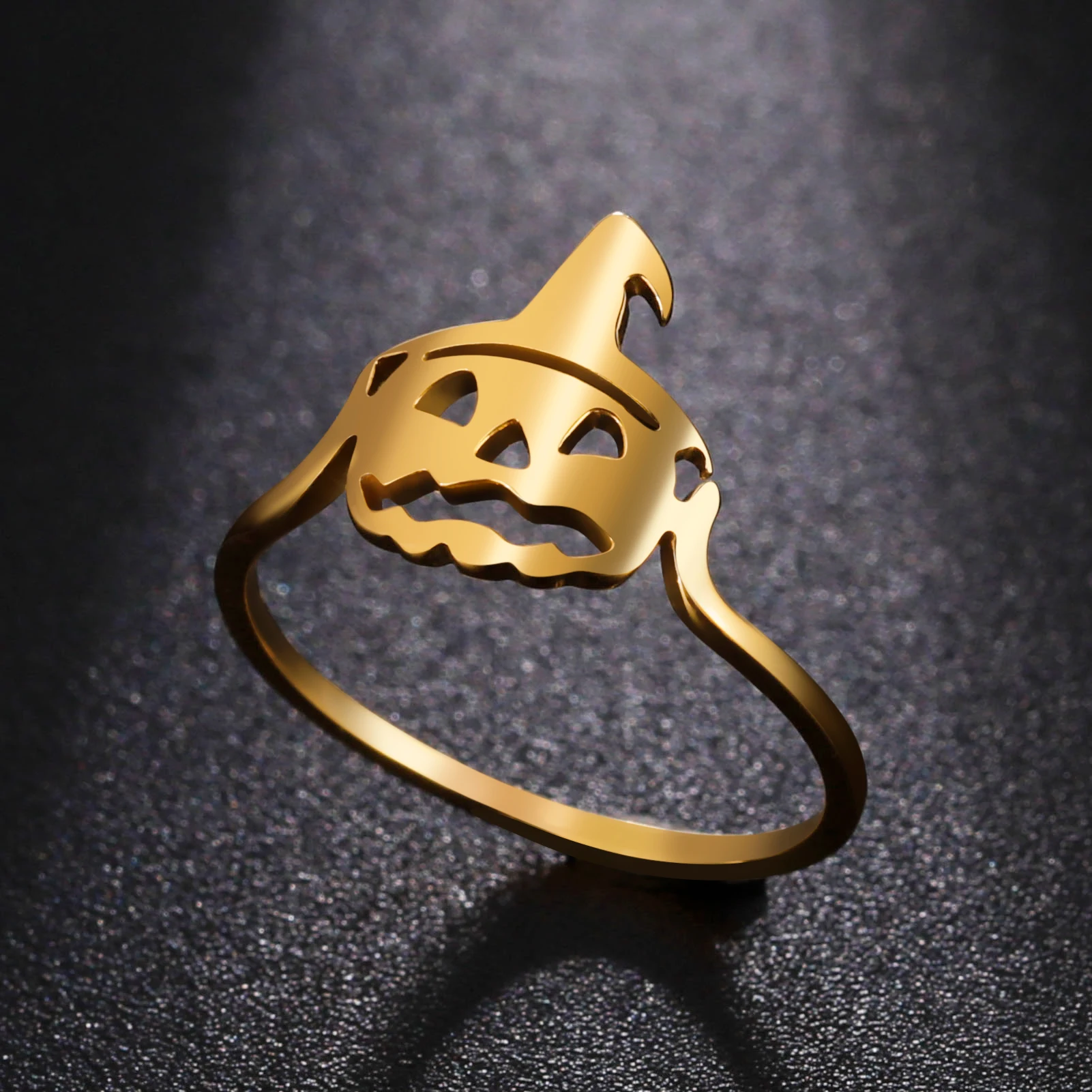 Skyrim Halloween Pumpkin Witch Hat Ring Stainless Steel Women Men Finger Rings Gothic Creative Party Jewelry Gift Wholesale