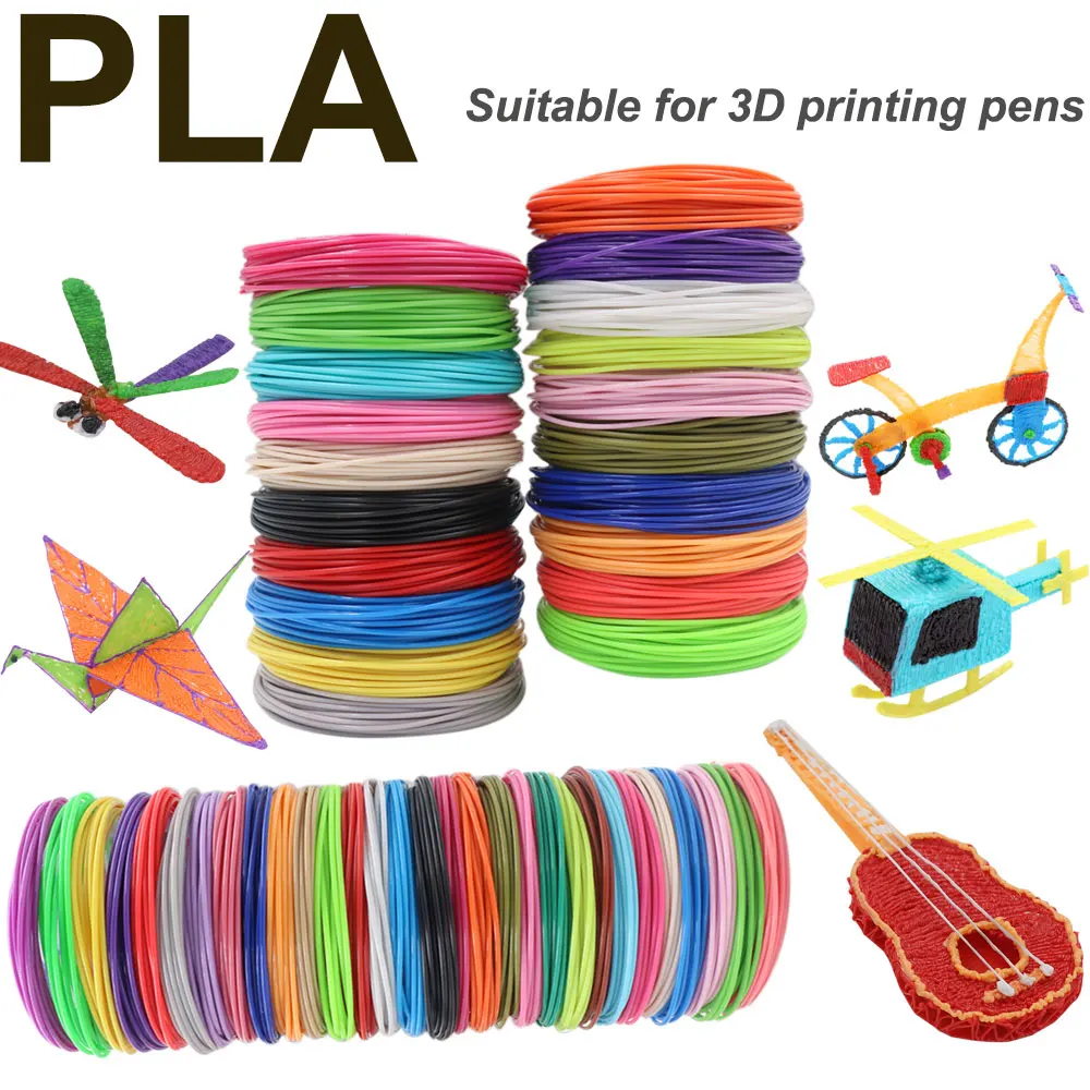 

Цветная нить PLA для 3D-ручки, 10/20/30 цветов, 100/150/200 м, бездымная безопасная пластиковая заправка для 3D-ручки для детской печати