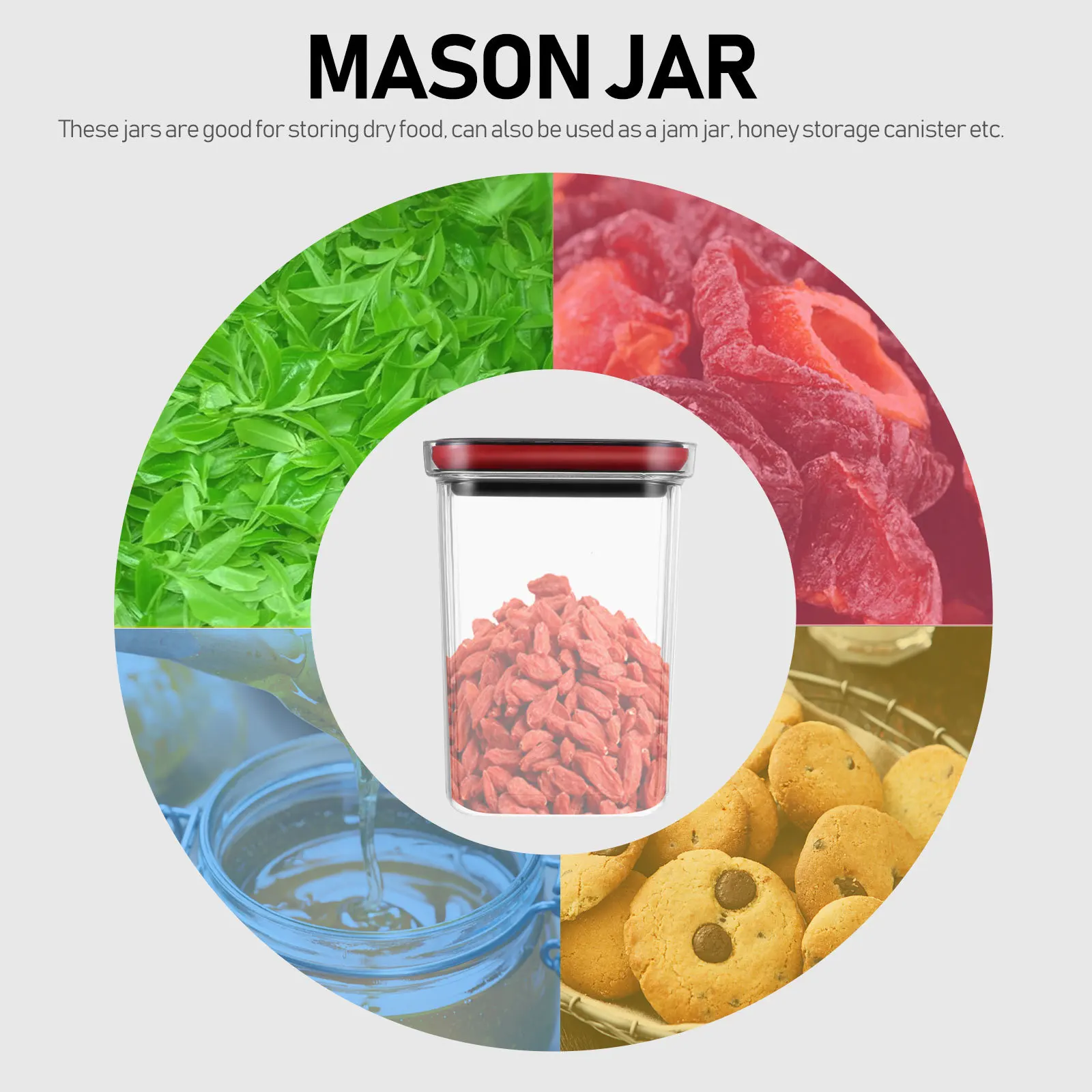 

Plastic Sealed Jar Practical Thick Structure Honey Jam Storage Container Dry Food Storage Canister Plastic Sealed Jar