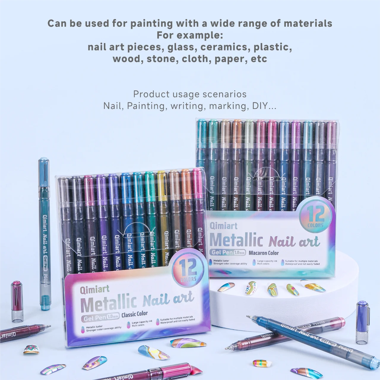 

Langguo 24/12 Colors Nail Acrylic Gel Pen 0.5mm Metallic Marker Pen for Drawing Painting Art School Office Supplies Stationery