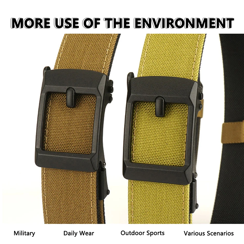 TUSHI Stylish Tactical Belt for Men Metal Automatic Buckle Tight Nylon Military Belt Stiff Work Belt Rigid Casual Girdle Male