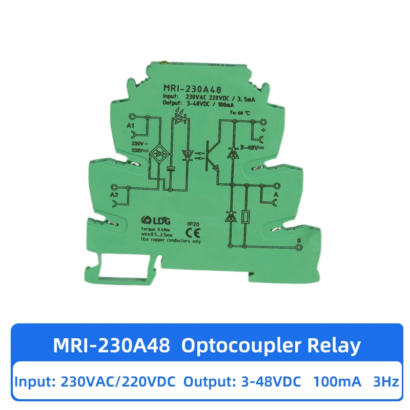 

MRI-230A48 Input 230VAC LED Indicator Optocoupler Solid State Optronics Relay Smart Interface Relay Module Photo Signal Relay