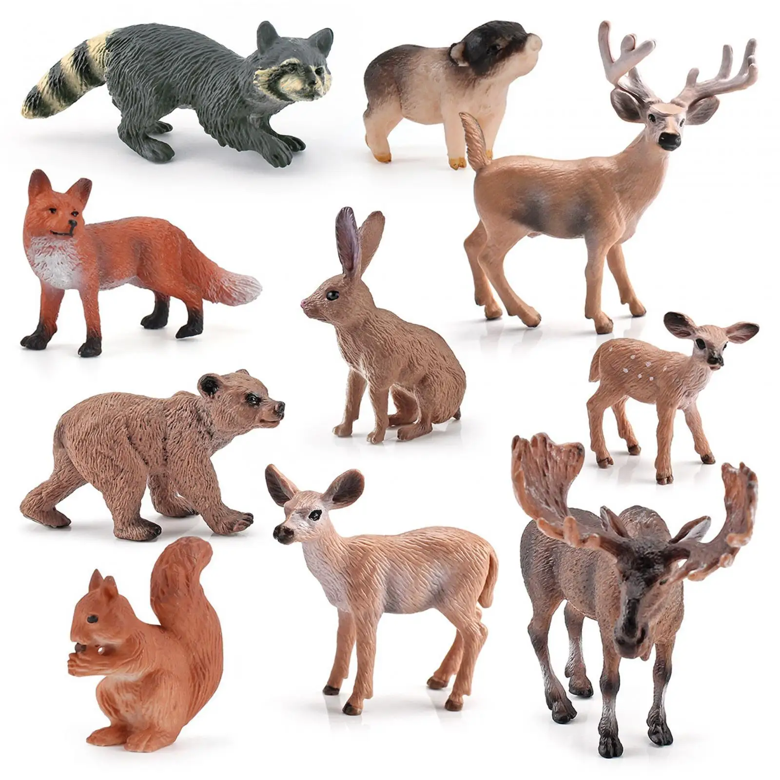 10x Jungle Animals Playset Realistic Gift Ornament Animal Figurines Wildlife