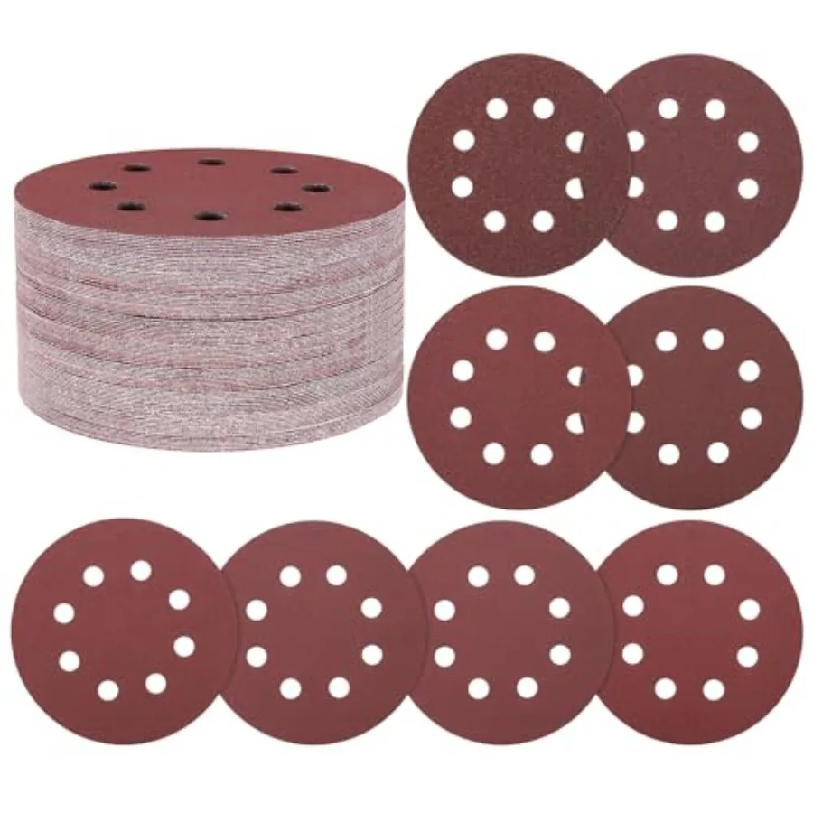 

Pack Sanding Disc Kit 5 Inch////1/240/320/400 Grit 8 Hole Hook and Loop Random Orbital Sandpaper for Drywall Sander Wood Metal