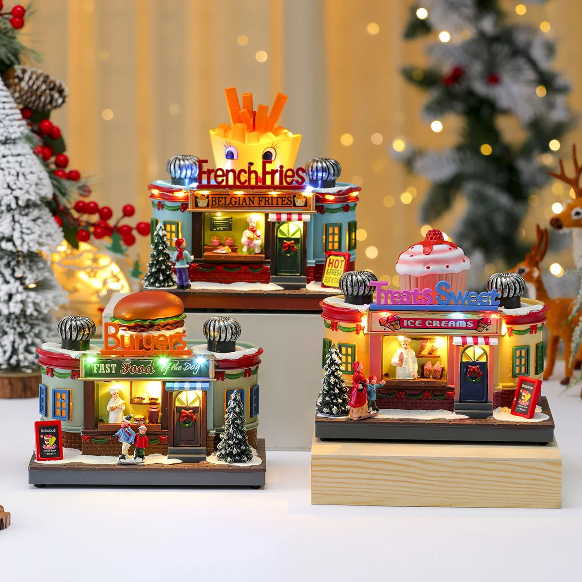 Christmas Creativity Rotate Shine Music Box Desktop Ornament Kitchen Shopping Mall Display Window Festive Atmosphere Decoration