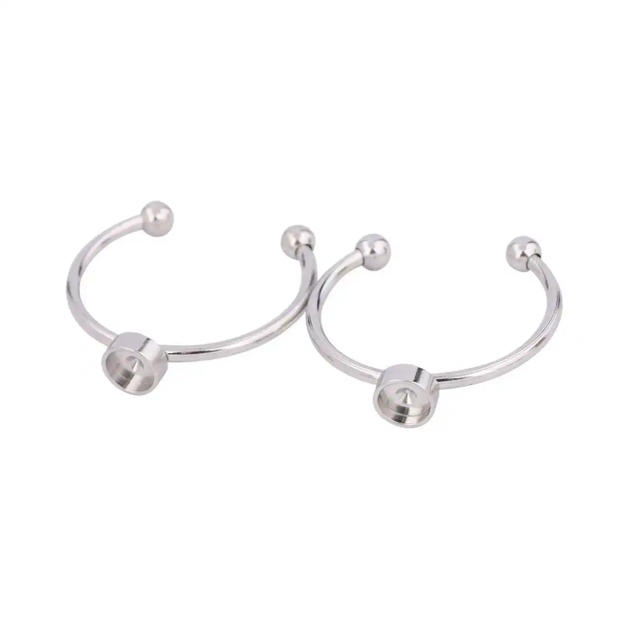 10pcs Stainless Steel Adjustable Fit 4mm Cabochon Ring Base Blanks Diy Bezel Fingerring Settings For Jewelry Making