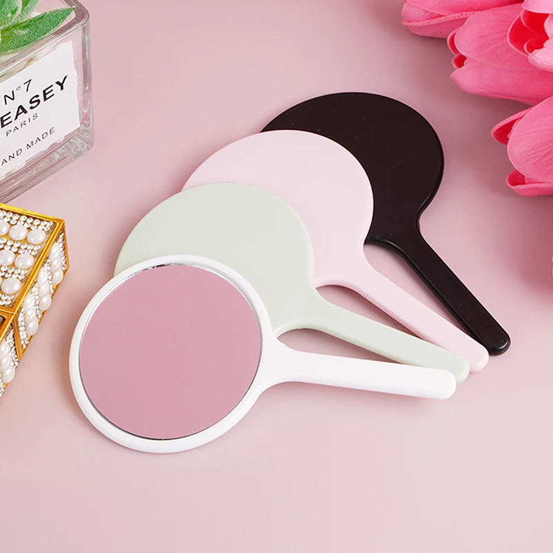 Durable Round Handheld Makeup Mirror – Portable, Anti-Slip Design with Handle for Personal and Home Use