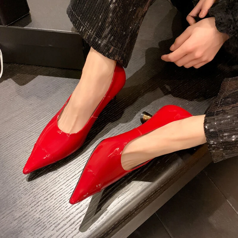 JOZHAMTA Size 34-40 Real Leather Women Pumps Wedding Sexy Pointy High Heels Shoes 2025 Fashion Flats Office Lady Elegant Dressy