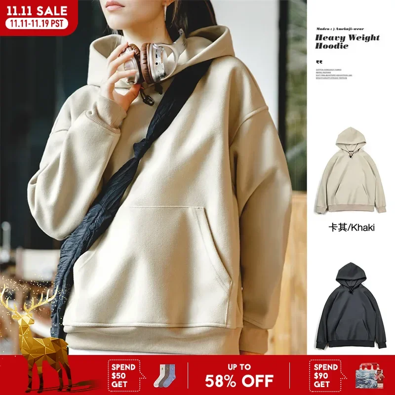 Maden Herfst En Winter Verdikte Sweatshirt Met Capuchon Voor Dames Losse Kangoeroe Pocket Hoodies Basic Pullover Unisex Met Lange Mouwen