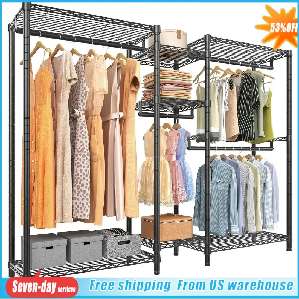 

Metal Heavy Duty Hanger Holder, Metal Freestanding Wardrobe Wardrobe Rack, 71.2" L x 14.6" W x 76.4" H, Maximum Load 750 lbs