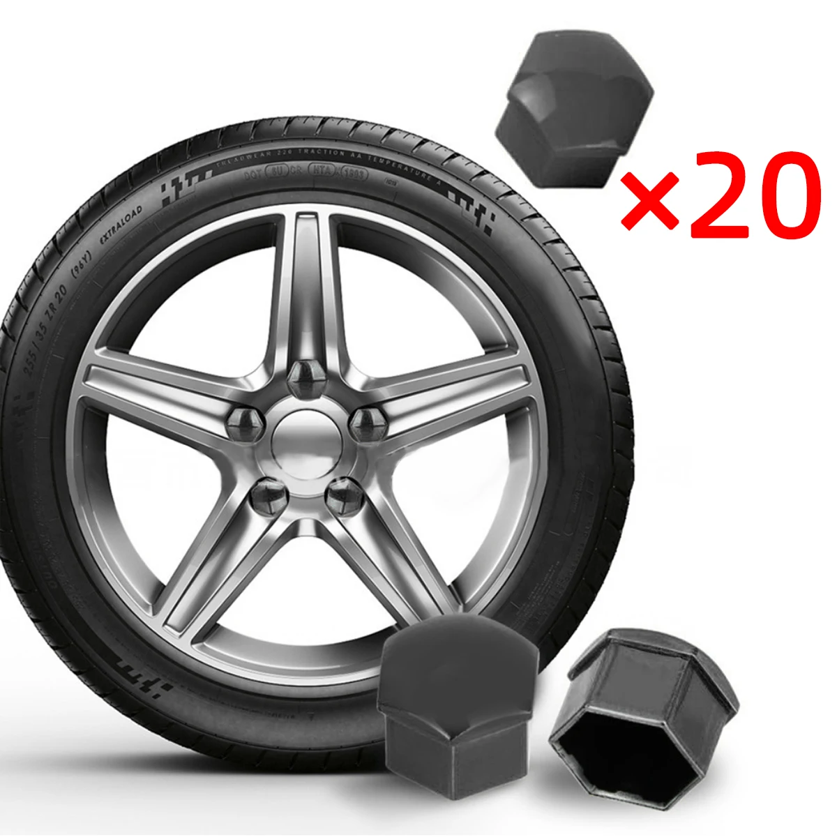 20Pcs Car Wheel Nut Caps Auto Hub Screw Cover 17mm 19mm 21mm Bolt Rims Exterior Decoration Special Socket Protection Dust Proof