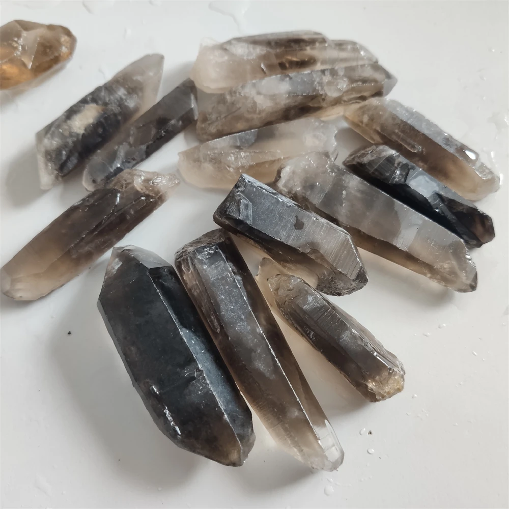 Natural Smoky Quartz Crystal Points Specimen Reiki Healing Stone Hexagonal Prisms Obelisk Wand Tower Energy Meditation Decora