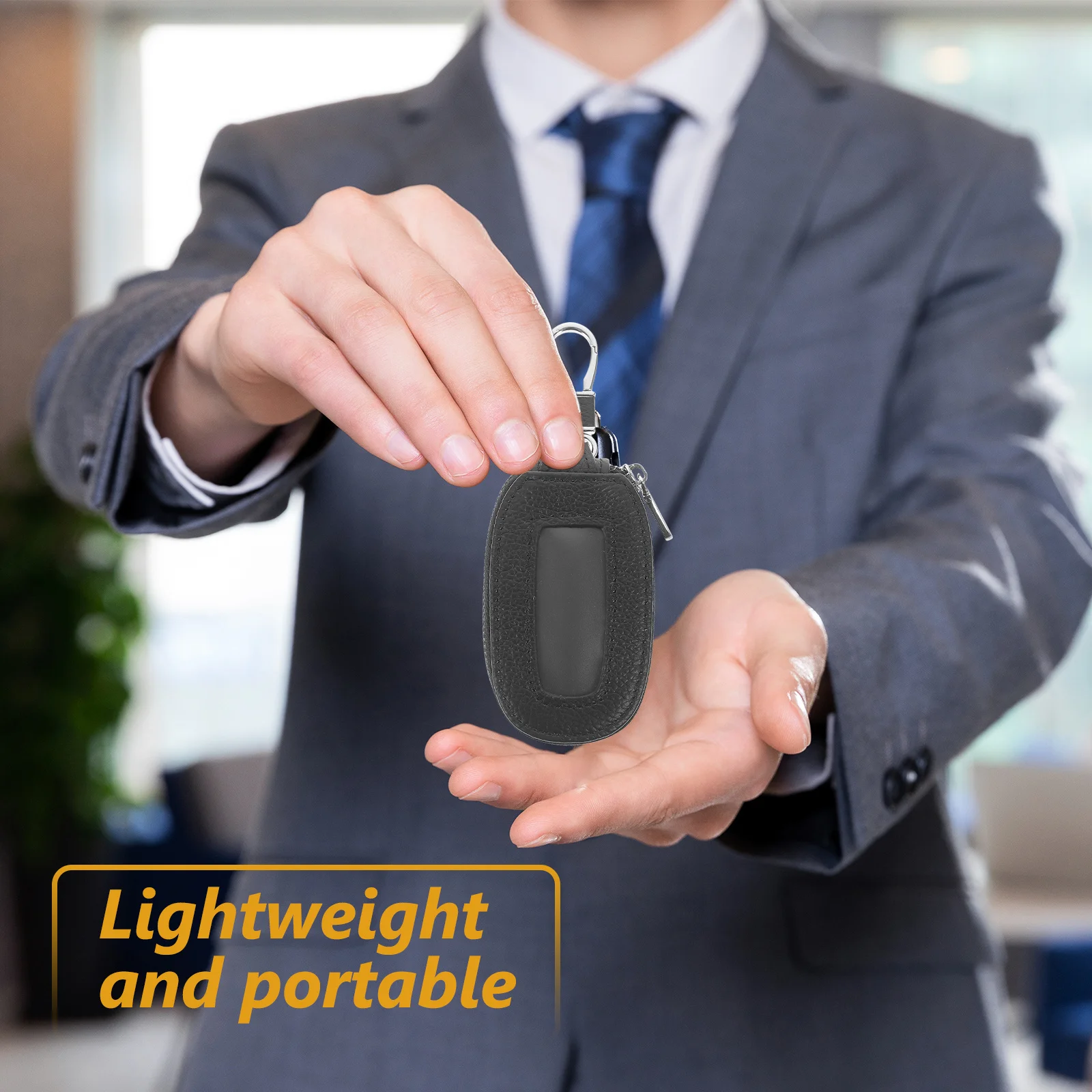 

Portable Car Key Case Multi Functional Metal Small Key Bag Scratch Protection Holder Keychain Fob Pouch