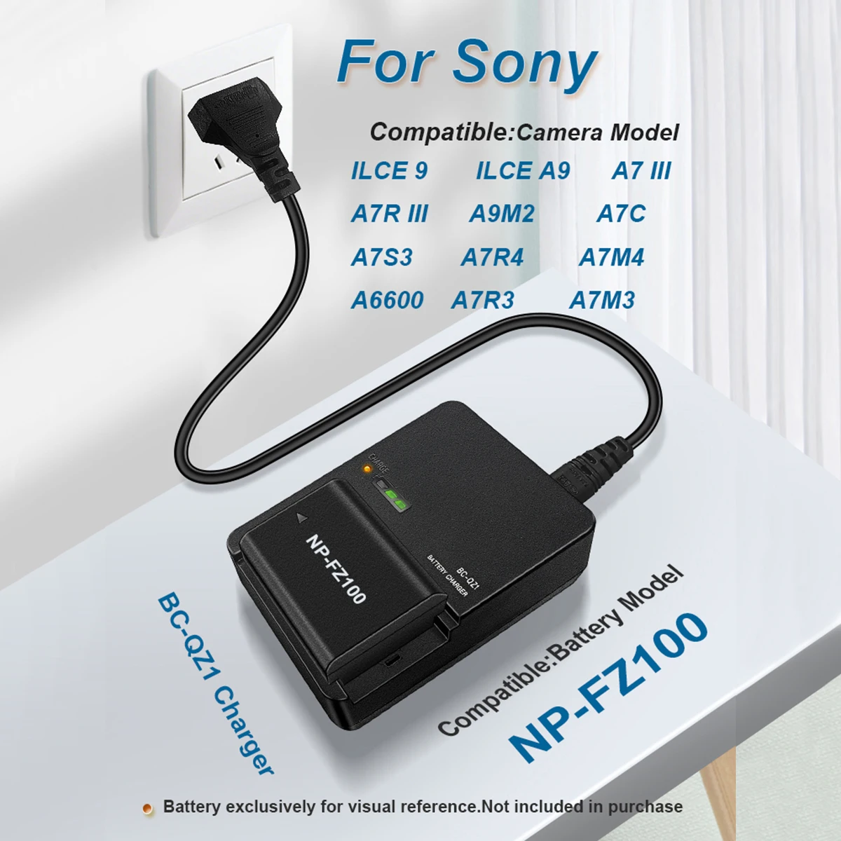 For Sony ZV-E1 FX30 A1 A7C A7CII A7CR A7S3 A7M3 A9 A6600 A6700 A9R A9S A9M2 A7R4 Cameras NP-FZ100 Battery Charger BC-QZ1