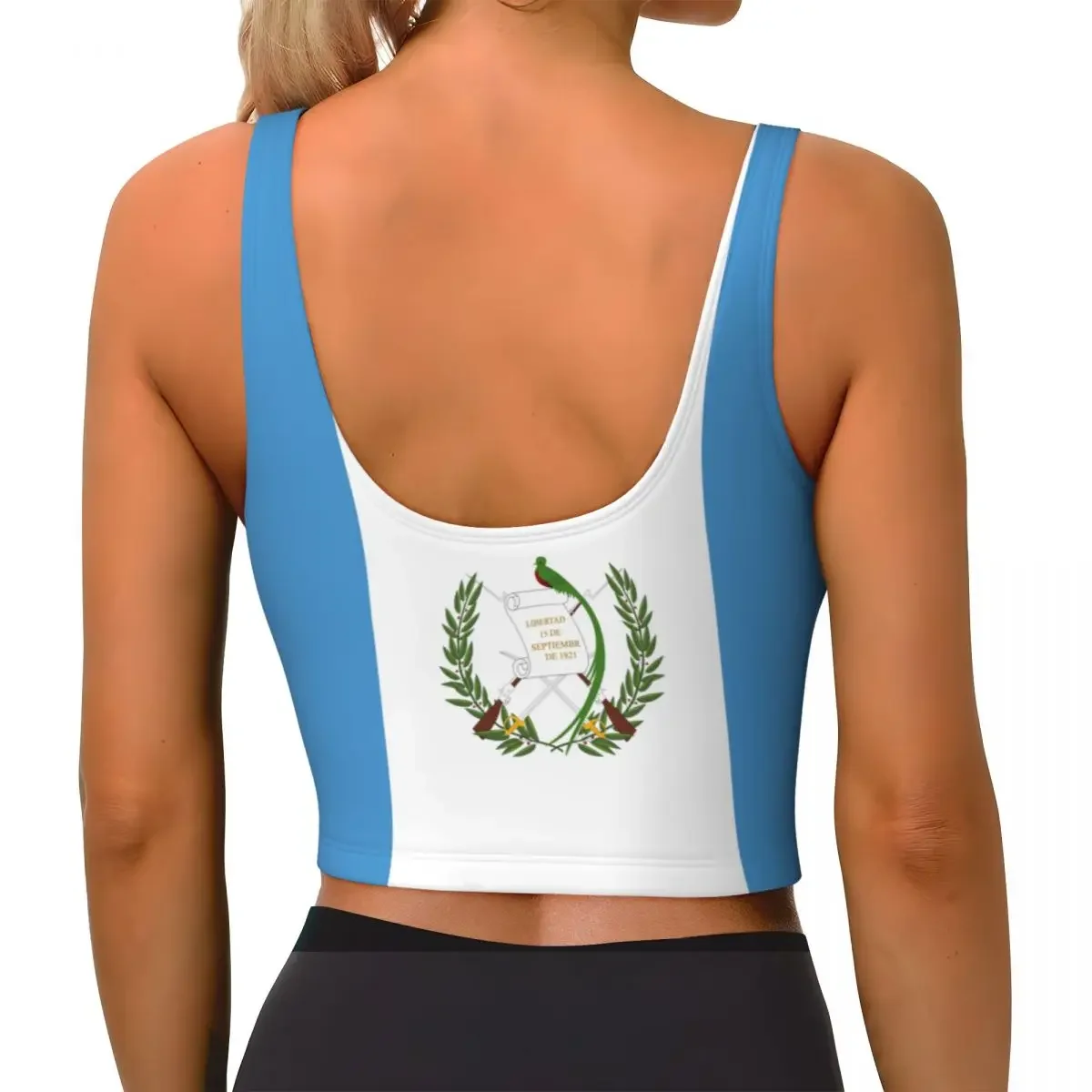 グアテマラ国旗ベーシックトップス女性サンバセクシーな V ネックヨガフィットネススポーツトップス