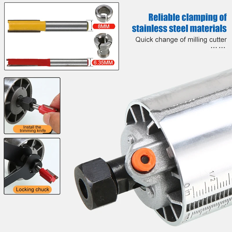 Imagem -02 - Aparador Elétrico para Carpintaria Fresadora de Madeira Gear Variable Velocidade Ferramenta de Carpintaria 6.35 mm mm Cutter 2000w