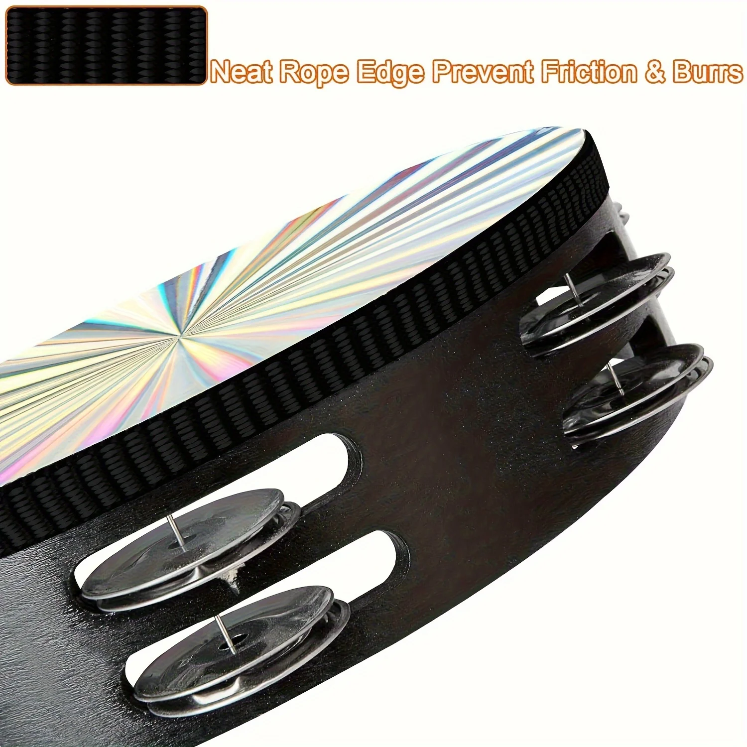 1Pc Radiant Tambourine 6/8/10 inch Tambourine Musical Educational Instrument Rhythm Percussion Tambourine (Double Row)