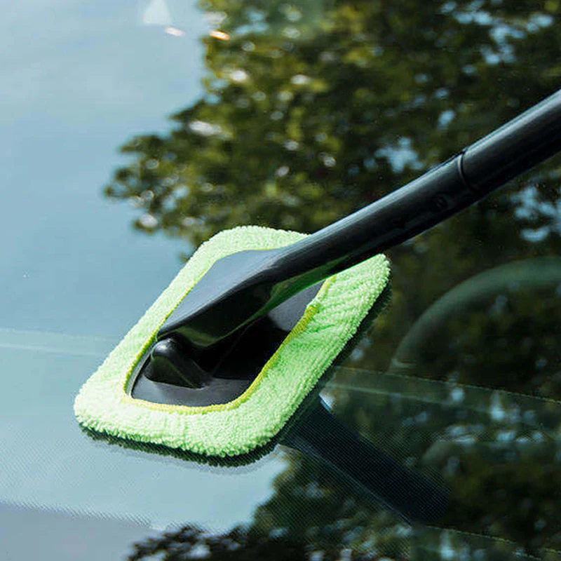 Kit de cepillo limpiador de ventanas de coche de mango largo, limpiaparabrisas de microfibra, cepillo de lavado de coche, limpiaparabrisas de gafas, herramientas de limpieza de coche