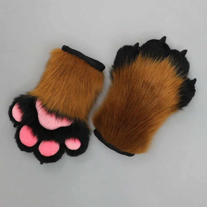 1 Paar Hete Anime Fluffy Handgemaakte Harige Kat Klauw Handschoenen Pluche Fursuit Nail Klauw Handschoenen Schattige Beer Paw Cosplay Kostuum Accessoires